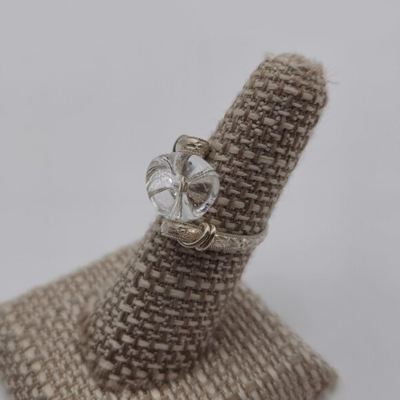 Size 6.5 Sterling Silver Handmade Glass Scrolled Band Ring A2780 - Picture 2 of 8